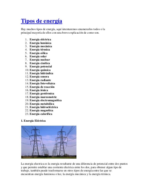 Tipos de energía