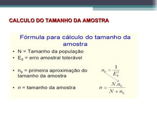 CALCULO DO TAMANHO DA AMOSTRACALCULO DO TAMANHO DA AMOSTRA
 