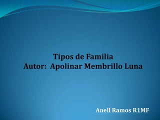 Tipos de Familia
Autor: Apolinar Membrillo Luna




                  Anell Ramos R1MF
 