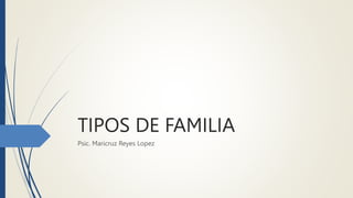 TIPOS DE FAMILIA
Psic. Maricruz Reyes Lopez
 