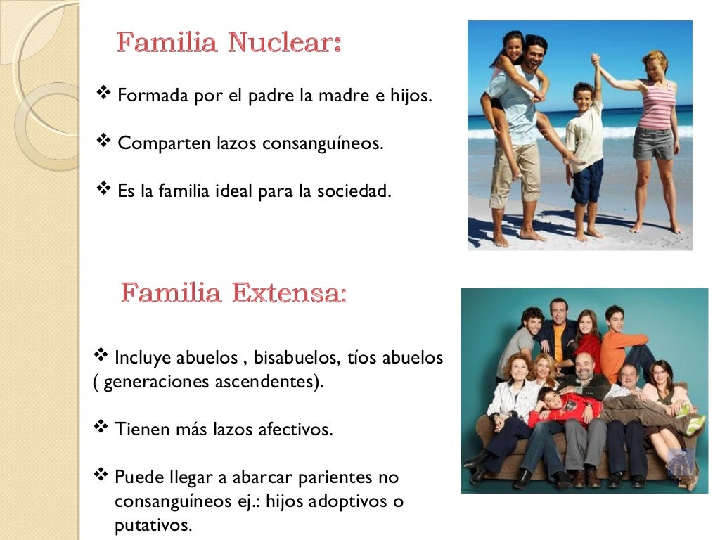 Caracteristicas de los distintos tipos de familia