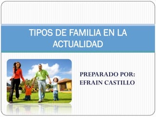TIPOS DE FAMILIA EN LA
ACTUALIDAD
PREPARADO POR:
EFRAIN CASTILLO

 