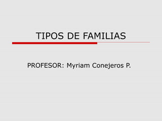 TIPOS DE FAMILIAS
PROFESOR: Myriam Conejeros P.
 