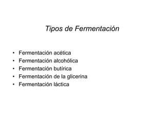Tipos de fermentacion