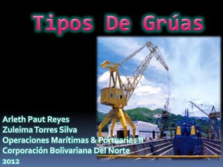 Arleth Paut Reyes
Zuleima Torres Silva
Operaciones Marítimas & Portuarias II
Corporación Bolivariana Del Norte
2012
 