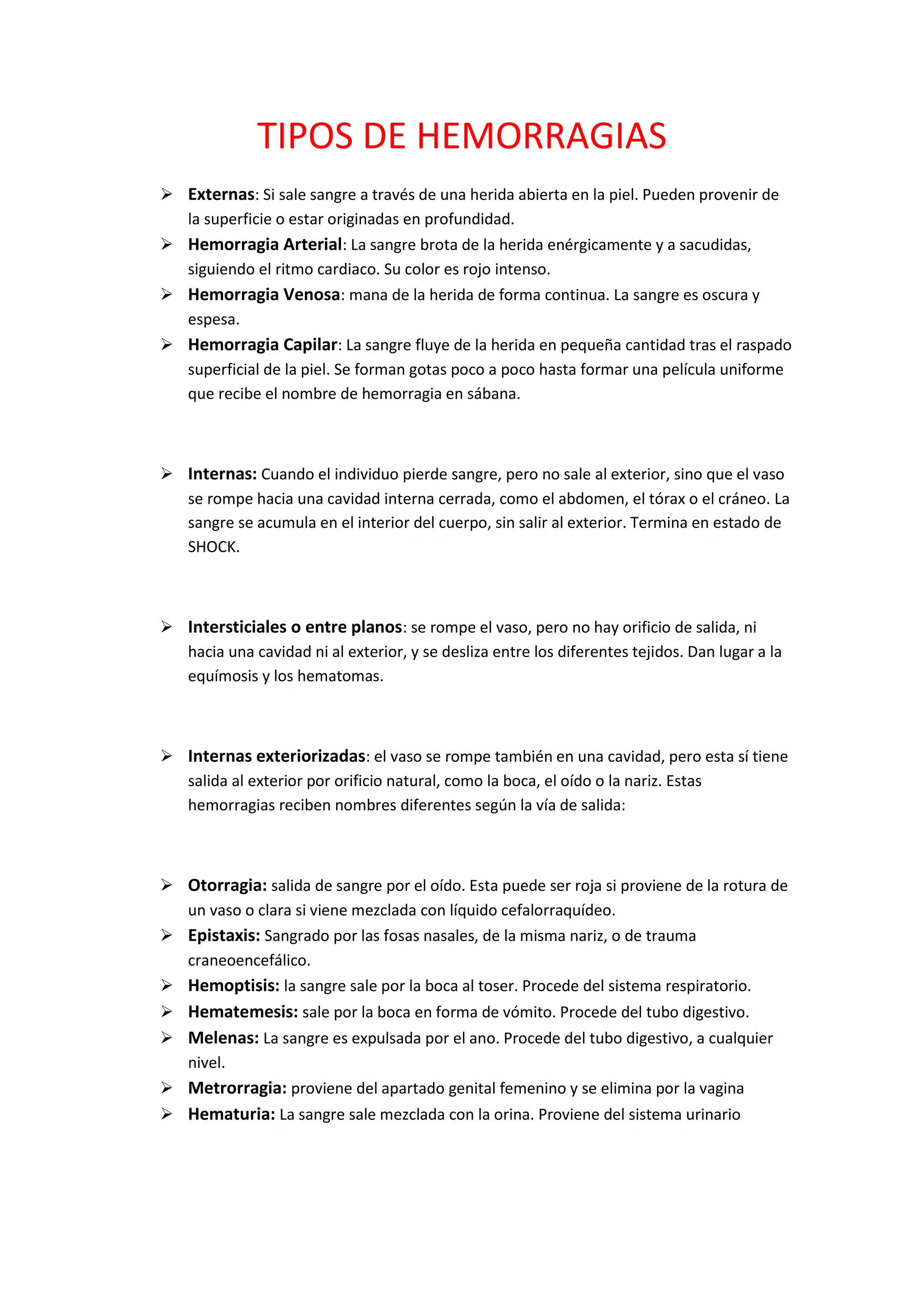 Tipos de hemorragias | DOCX