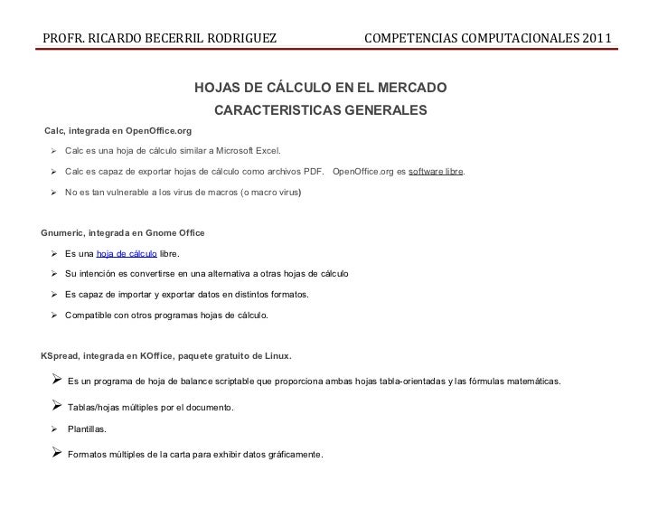 Tipos De Hojas De Calculo En El Mercado