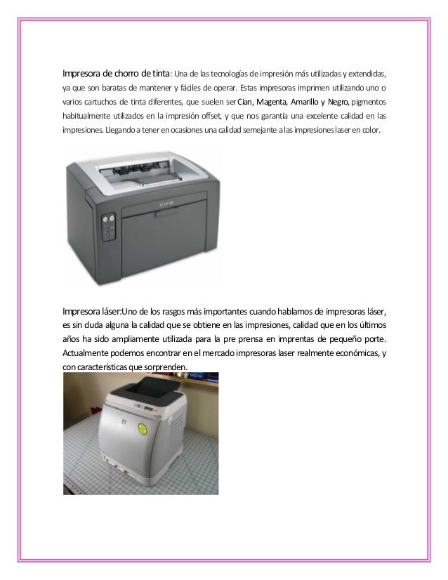 Tipos de impresoras leslie