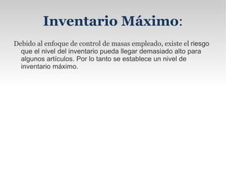 Inventario en Proceso Son existencias que se tienen a medida que se añade mano de obra, otros materiales y demás costos indirectos a la  materia  prima bruta. 