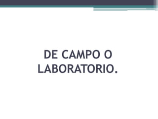 DE CAMPO O
LABORATORIO.
 