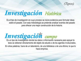 TIPOS DE INVESTIGACION,TIPOS DE TESIS,MONOGRAFIA.pptx