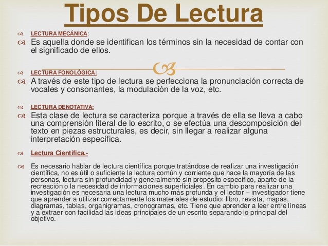 Tipos de lectura Alex Sanchez