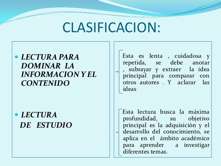 Tipos de lecturas fundamentación teórica practica