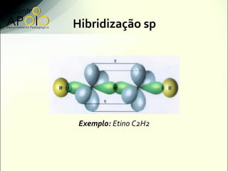 Hibridização sp




 Exemplo: Etino C2H2
 