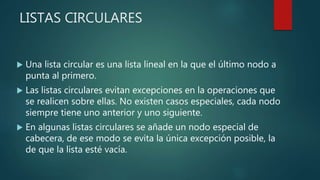 Tipos de listas en estructura de datos | PPTX