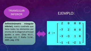 Matriz Diagonal Inferior Tipos de matrices | PPTX