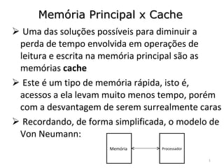 Memória Principal x Cache ,[object Object],[object Object],[object Object],Memória  Processador 