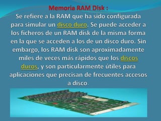 Memoria SDRAMSiglas de Synchronous DRAM, DRAM síncrona, un tipo de memoria RAM dinámica que es casi un 20% más rápida que la RAM EDO. SDRAM entrelaza dos o más matrices de memoria interna de tal forma que mientras que se está accediendo a una matriz, la siguiente se está preparando para el acceso. SDRAM-II es tecnología SDRAM más rápida esperada para 1998. También conocido como DDR DRAM o DDR SDRAM (Double Data Rate DRAM o SDRAM), permite leer y escribir datos a dos veces la velocidad bús.