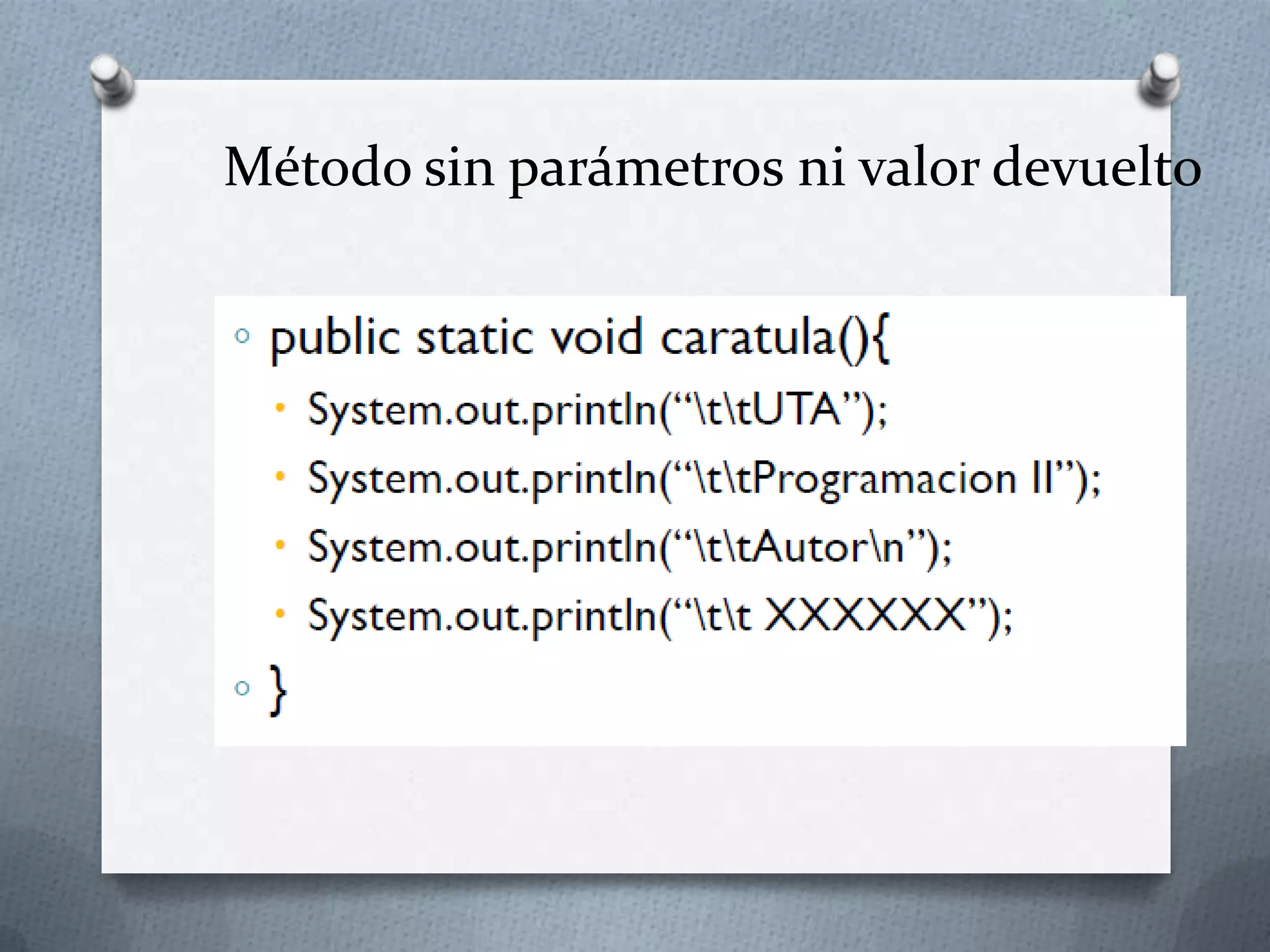 Método sin parámetros ni valor devuelto
 