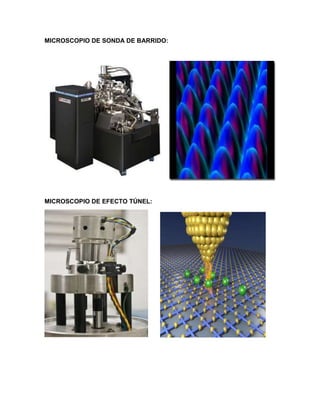 MICROSCOPIO DE SONDA DE BARRIDO:
MICROSCOPIO DE EFECTO TÚNEL:
 