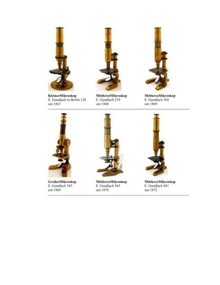 KleinesMikroskop
E. Gundlach in Berlin 120
um 1867

MittleresMikroskop
E. Gundlach 239
um 1868

MittleresMikroskop
E. Gundlach 364
um 1869

GroßesMikroskop
E. Gundlach 385
um 1869

MittleresMikroskop
E. Gundlach 565
um 1870

MittleresMikroskop
E. Gundlach 881
um 1872

 