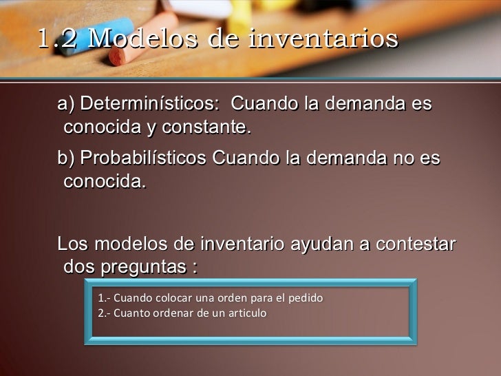 Tipos de modelos de inventario