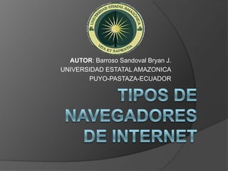 AUTOR: Barroso Sandoval Bryan J.
UNIVERSIDAD ESTATAL AMAZONICA
       PUYO-PASTAZA-ECUADOR
 