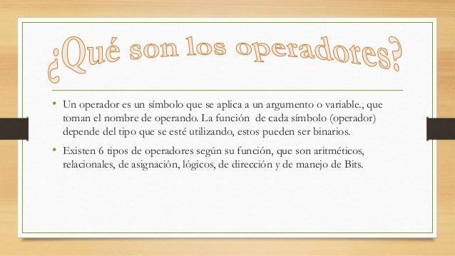 Tipos de Operadores para C++