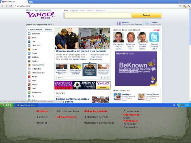 Resultado de imagen para paginas web estructura cerrada ejemplos