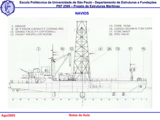 Escola Politécnica da Universidade de São Paulo - Departamento de Estruturas e Fundações
                                   PEF 2506 – Projeto de Estruturas Marítmas

                                              NAVIOS




Ago/2003                                  Notas de Aula
 