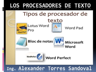 LOS PROCESADORES DE TEXTO
Ing. Alexander Torres Sandoval
 