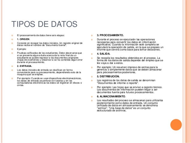 Tipos de procesamiento de datos