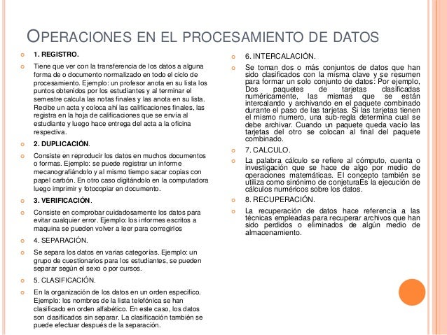 Tipos de procesamiento de datos