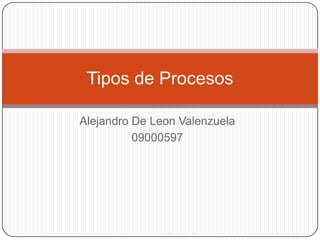 Alejandro De Leon Valenzuela
09000597
Tipos de Procesos
 