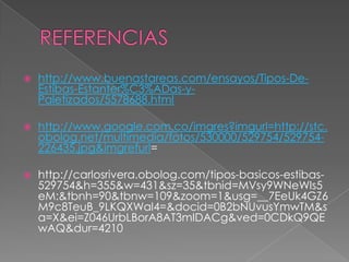 

http://www.buenastareas.com/ensayos/Tipos-DeEstibas-Estanter%C3%ADas-yPaletizados/5578688.html



http://www.google.com.co/imgres?imgurl=http://stc.
obolog.net/multimedia/fotos/530000/529754/529754226435.jpg&imgrefurl=



http://carlosrivera.obolog.com/tipos-basicos-estibas529754&h=355&w=431&sz=35&tbnid=MVsy9WNeWIs5
eM:&tbnh=90&tbnw=109&zoom=1&usg=__7EeUk4GZ6
M9c8TeuB_9LKQXWal4=&docid=0B2bNUvusYmwTM&s
a=X&ei=Z046UrbLBorA8AT3mIDACg&ved=0CDkQ9QE
wAQ&dur=4210

 