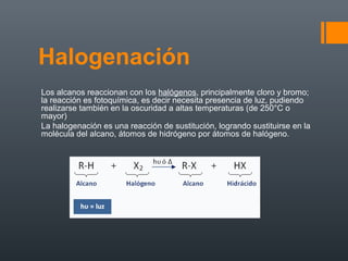 Halogenacion Tipos de reacciones organicas | PPT