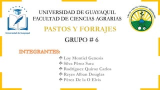 GRUPO # 6
UNIVERSIDAD DE GUAYAQUIL
FACULTAD DE CIENCIAS AGRARIAS
 