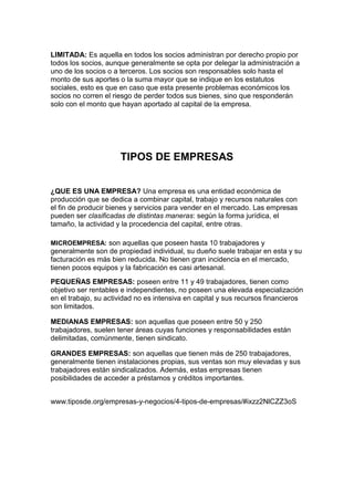 Tipos de Sociedades y Empresas | DOCX