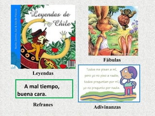 Leyendas Fábulas A mal tiempo, buena cara. Refranes Adivinanzas