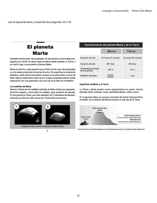 Lenguaje y Comunicación Primer Ciclo Básico
Lee el siguiente texto y responde las preguntas 34 a 35
31
 