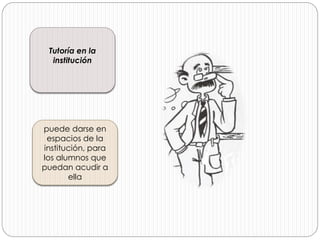 Tutoría en la
institución
puede darse en
espacios de la
institución, para
los alumnos que
puedan acudir a
ella
 