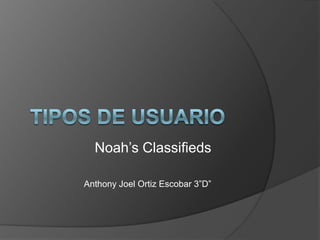 Noah’s Classifieds

Anthony Joel Ortiz Escobar 3”D”
 