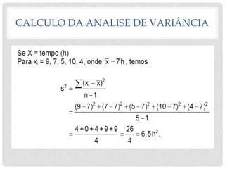 CALCULO DA ANALISE DE VARIÂNCIA
 