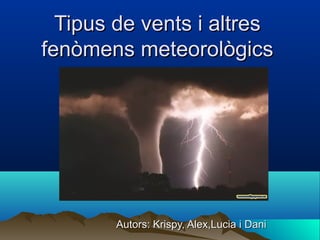 Tipus de vents i altres
fenòmens meteorològics




        Autors: Krispy, Alex,Lucia i Dani
 