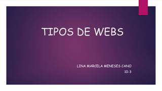 TIPOS DE WEBS
LINA MARCELA MENESES CANO
10-3
 