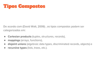 Tipos Compostos
●
●
●
●
 