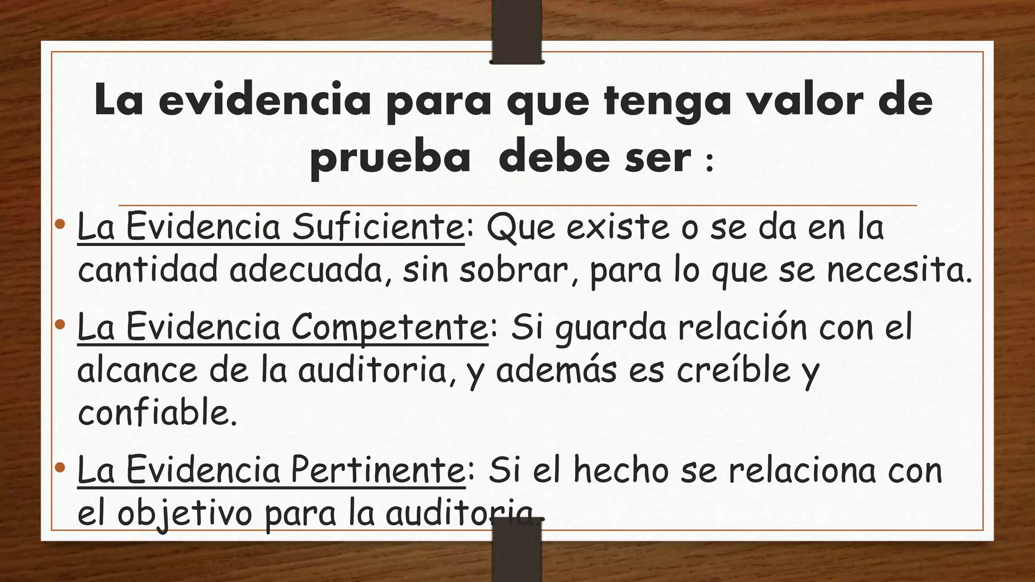 Tipos y clases de evidencias de la auditoria | PPTX