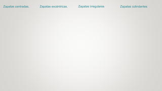 Zapatas excéntricas.
Zapatas centradas. Zapatas irregulares Zapatas colindantes
 
