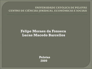 Felipe Moraes da Fonseca
Lucas Macedo Barcellos
Pelotas
2009
 