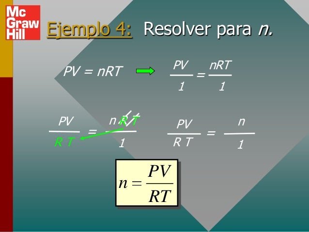 Despeja N De La Formula Pv Nrt